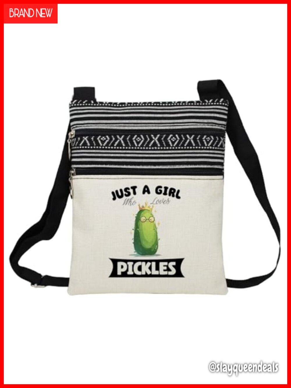 Small Ethnic Crossbody Bag Adjustable Strap Zipper Pouch